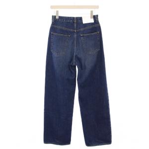 MACPHEE デニムワイドストレートパンツ ジーンズ ジップフライ ロゴパッチ レザーパッチ 羊革 36 紺 ネイビー