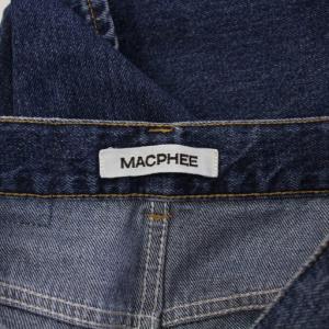 MACPHEE デニムワイドストレートパンツ ジーンズ ジップフライ ロゴパッチ レザーパッチ 羊革 36 紺 ネイビー