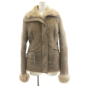 ムートンジャケット ジップアップ ファー 羊革 1 ベージュ /AN45