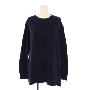 ニット セーター 長袖 クルーネック 無地 M 紺 ネイビー /BB