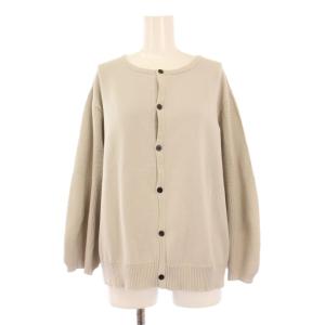 ニットカーディガン 長袖 クルーネック ストレッチ M ベージュ /BB