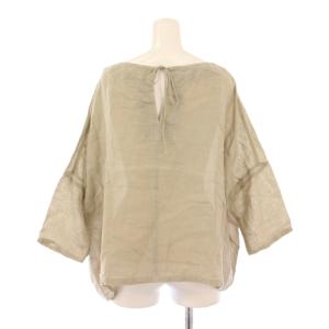 evam eva evameva エバムエバ リネンプルオーバー シャツ ブラウス 七分袖 ボートネック ワンカラー F グレージュ E211T121
