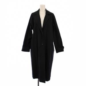 cotton tailored coat コットンテーラードコート アウター ロング丈 無地 2 黒 ブラック