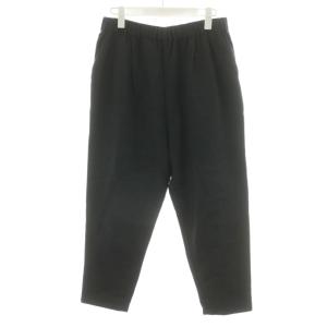 タックパンツ イージーパンツ ウール 麻 リネン混 2 黒 ブラック E223T083 /AN18