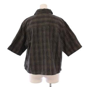 MHL. COTTON LINEN CHECK コットンリネンチェックシャツ ブラウス 半袖 レギュラーカラー ショート丈