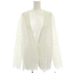 24SS 2WAY コットンレーススカラップブラウス シャツ 長袖 カットワーク F 白 ホワイト GGZ1041204A0010