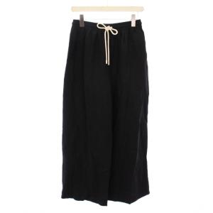 25SS リネンレーヨンイージーパンツ ワイド スラックス ウエストゴム 38 黒 ブラック タグ付き