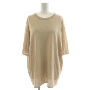 25SS ハイツイストコットンニットTシャツ カットソー 5分袖 F ベージュ SHM35150 /AN54