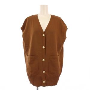 ベスト ニット Vネック ストレッチ シングル F 茶 ブラウン タグ付き /BB