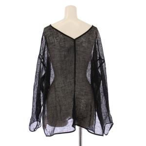 Spick&Span 25SS メッシュリネンルーズプルオーバー カットソー 長袖 ボートネック 薄手 シアー シースルー 無地