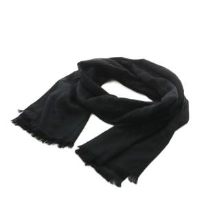 ガンチーニ ストール フリンジ ロゴ シルク 黒 ブラック /AN12 OH
