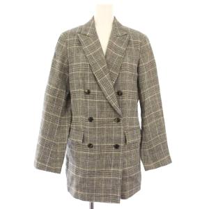 22AW ピークドラペルジャケット テーラードジャケット リネン ウール混 ダブル F グレー GGZ1022207A0008