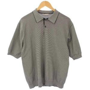 ニットポロシャツ カットソー 半袖 ボーダー XXL 紺 ネイビー グレー 1118-199-0803