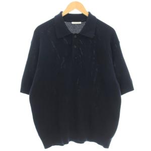 バーズアイニットポロシャツ カットソー 半袖 XL 紺 ネイビー 1118-299-0797 /HN