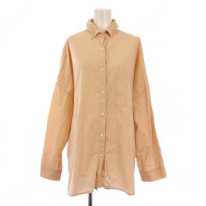 ワイドシャツ ブラウス 長袖 レギュラーカラー オーバーサイズ 無地 F ピンクベージュ 20050500803010