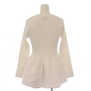 UNITED ARROWS Pペプラムニット 長袖 クルーネック ストレッチ リブ F 白 ホワイト 15131044635 /BB