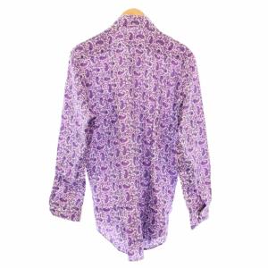 ETRO ボタンダウンシャツ カジュアル 長袖 レギュラーカラー ペイズリー柄 ロゴ 刺繍 43 紫 パープル /BB