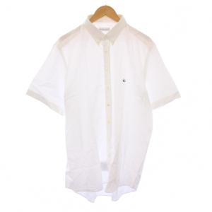 ボタンダウンシャツ カジュアル 半袖 レギュラーカラー ロゴ 刺繍 ワンポイント 43 白 ホワイト /BB