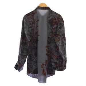 ETRO カジュアルシャツ 長袖 レギュラーカラー ペイズリー柄 リーフ柄 総柄 XL 青 ブルー グレー /BB