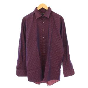 カジュアルシャツ 長袖 レギュラーカラー 総柄 43 ボルドー /BB