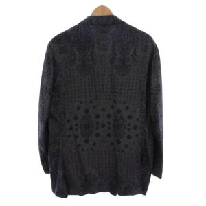 ETRO テーラードジャケット 総柄 シルク混 56 ネイビー 15380