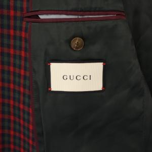 GUCCI テーラードジャケット チェック柄 54 レッド