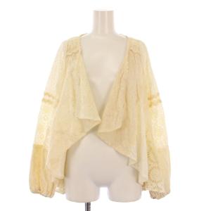 カーディガン 長袖 前開きトッパー 編み込み レース 刺繍 36 ベージュ タグ付き /BB