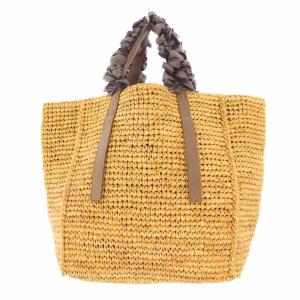 LUDLOW パイルトートバッグ ハンドバッグ カゴバッグ カゴバッグ フリル シルク バイカラー ベージュ グレー