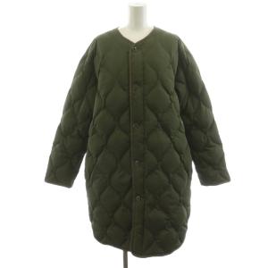 リモンタナイロン ノーカラー キルティングコート ダウンコート ロング丈 アウター 2 カーキ RC-8081