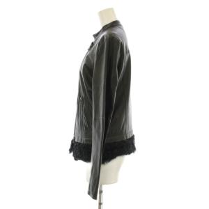 LOUNIE Selection ライダースジャケット ダブル レザージャケット ジップアップ ファー 38 黒 ブラック