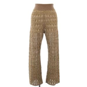 Lace Knit Laggings イージーパンツ ニット 36 ブラウン ゴールド 12020705