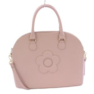 デイジーパッチブガッティ 2WAY ハンドバッグ ショルダーバッグ レザー ロゴ ワンカラー ピンクグレー