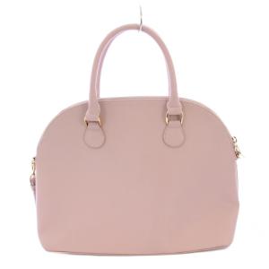 MARY QUANT デイジーパッチブガッティ 2WAY ハンドバッグ ショルダーバッグ レザー ロゴ ワンカラー ピンクグレー