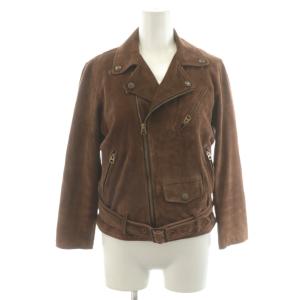 ライダースジャケット ダブル スエード 羊革 ラムレザー 140 茶 ブラウン 1830402503 /AN28