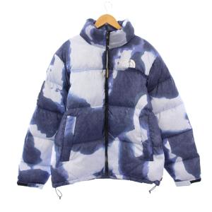 Supreme 21AW Bleached Denim Print Nuptse Jacket