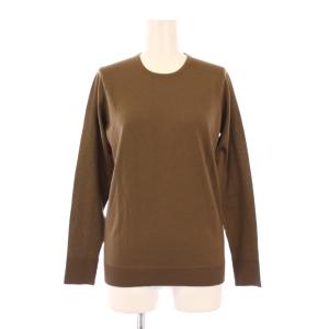 FF30クルーネックプルオーバー ニット 長袖 無地 ウール 薄手 36 茶 ブラウン 20080500401030