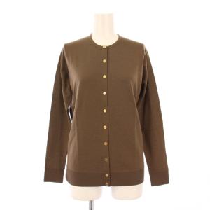 FF30クルーネックカーディガン ニット 長袖 ウール 薄手 36 茶 ブラウン 20080500402030