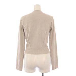 FOXEY ノーカラージャケット ニット ジップアップ 38 ベージュ