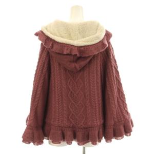 axes femme POETIQUE ガーリー裏ボアニットケープ ポンチョ フード ケーブル ビジュー装飾 M ピンク TS161X16P
