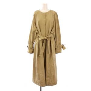 コンパクトコットンノーカラーコート アウター ロング丈 ベルト 38 ベージュ 531-0152230