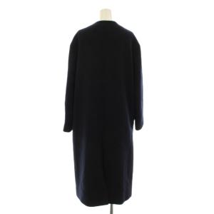 green label relaxing オーバーサイズ ノーラペル コート ノーカラー ロング Vネック ウール 38 紺 ネイビー 3625-147-1534