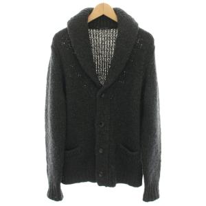 ニットカーディガン ショールカラー 長袖 アルパカ混 50 チャコールグレー /YT