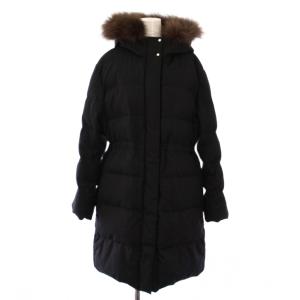 23AW リュクスダウンコート アウター ロング丈 フード ラクーンファー ウール 38 黒 ブラック