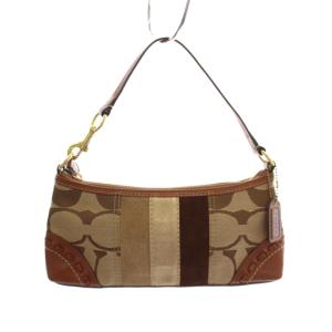 ハンドバッグ シグネチャー キャンバス レザー ブラウン ベージュ 6899 /YM