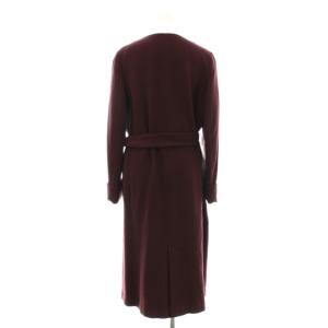 CELFORD Gardena ノーカラーコート ロング ウール ベルト付き 36 ボルドー CWFC184019 /KU