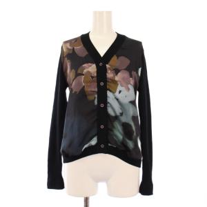 23AW ニットカーディガン 長袖 Vネック リブ 切替 ウール M 黒 ブラック /BB