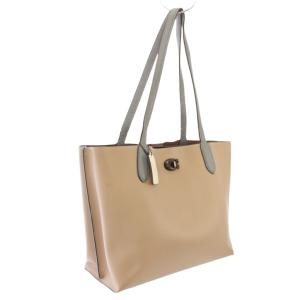 COACH ウィロウ ショルダーバッグ トートバッグ レザー ベージュ グレー /TK