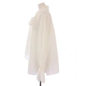 Mystrada ボウタイシャツ ブラウス プルオーバー 長袖 ワンカラー リボン 38 白 ホワイト /BB