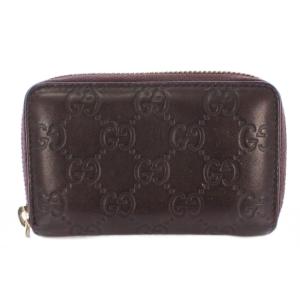 グッチシマ 小銭入れ コインケース コンパクト ラウンドファスナー レザー ロゴ インターロッキング ワンカラー