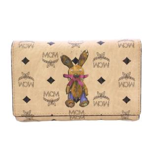 ロゴグラム 三つ折り財布 コンパクトウォレット ラビットプリント ウサギプリント 総柄 ベージュ /BB